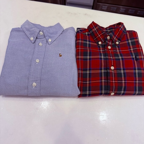 Ralph Lauren Lot Of 2 Boys Button Down Shirts Blue Oxford & Red Plaid Sz 24 Mo. - Picture 12 of 15